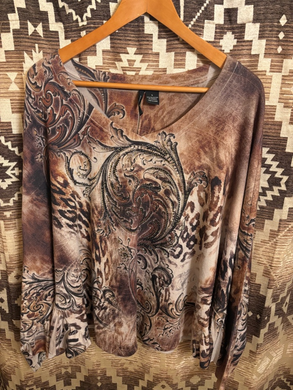 NEW, Women’s New Directions Embellished Poncho-Style Shawl Top, Size Large